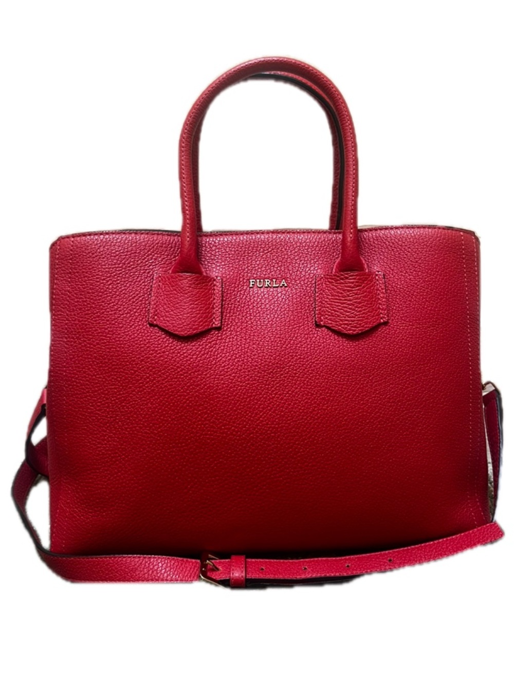 Furla Red Leather Satchel Bag